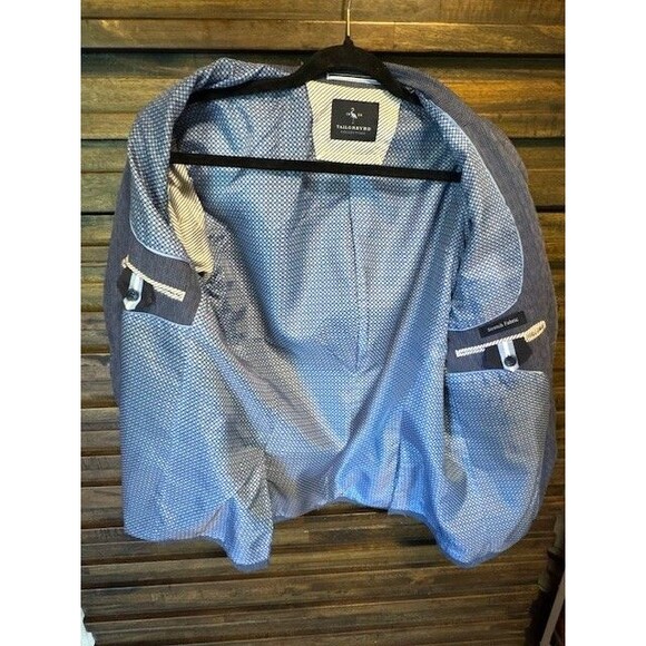 Tailorbyrd Mens Blazer Sport Coat Blue‎ Stripe Stretch Seersucker Elbow 38S - Picture 9 of 16